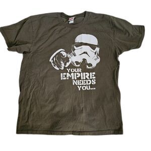 Star Wars Your Empire Needs You T-Shirt Men's SZ L 100% Cotton Olive Green